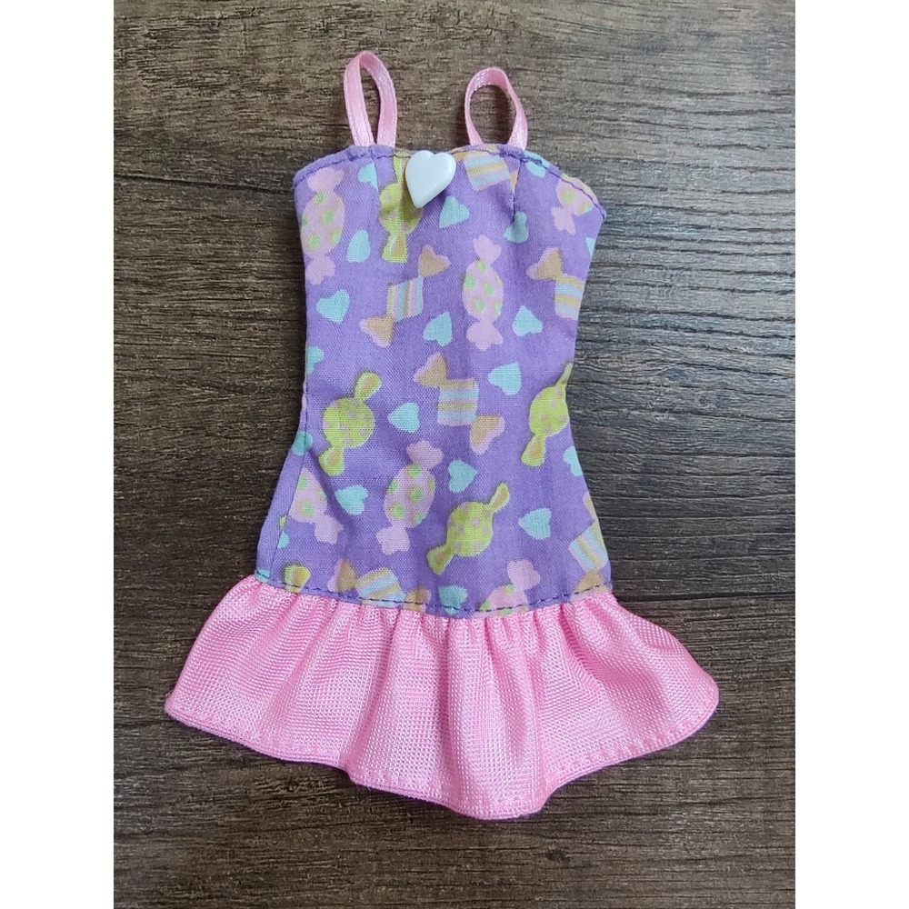Genuine BARBIE Doll Fashion CANDY HEARTS Dress VALENTINES DAY Pink Purple Straps